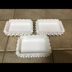 FENTON MILK GLASS ASHTRAY/CANDY DISHES